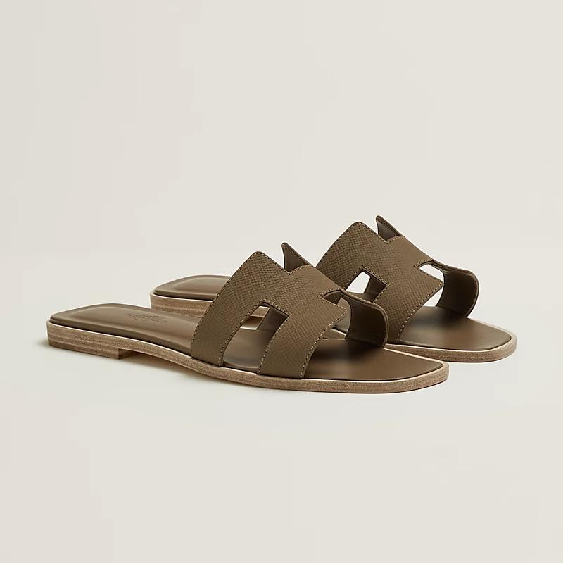 Giày Hermes Oran Sandal Nữ Nâu Gỗ